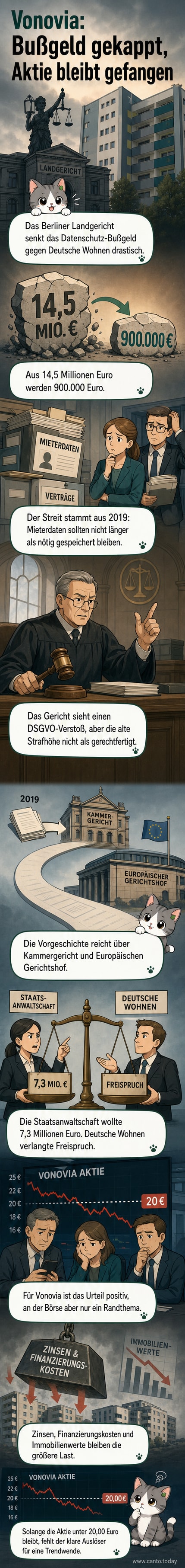 Gerichtsgebäude mit reduzierter Geldstrafe für Vonovias Tochter Deutsche Wohnen im Kontext der angeschlagenen Aktienkursentwicklung