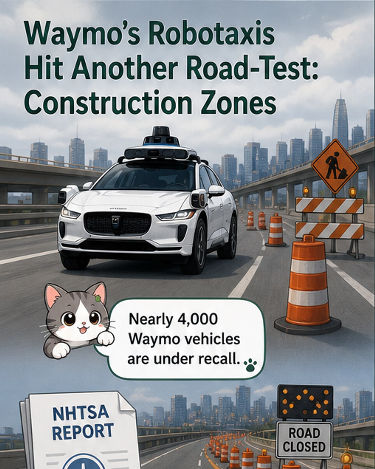 Waymo Recalls 3,871 Robotaxis Over Construction Zone Risk