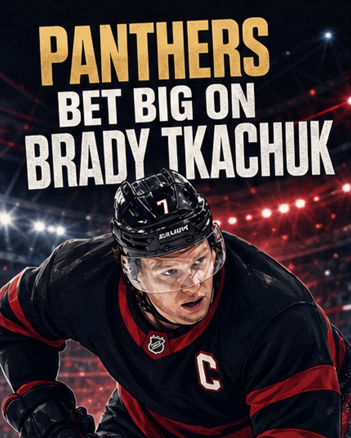 Brady Tkachuk in Ottawa Senators jersey being traded to Florida Panthers, with draft picks moving in the opposite direction.
