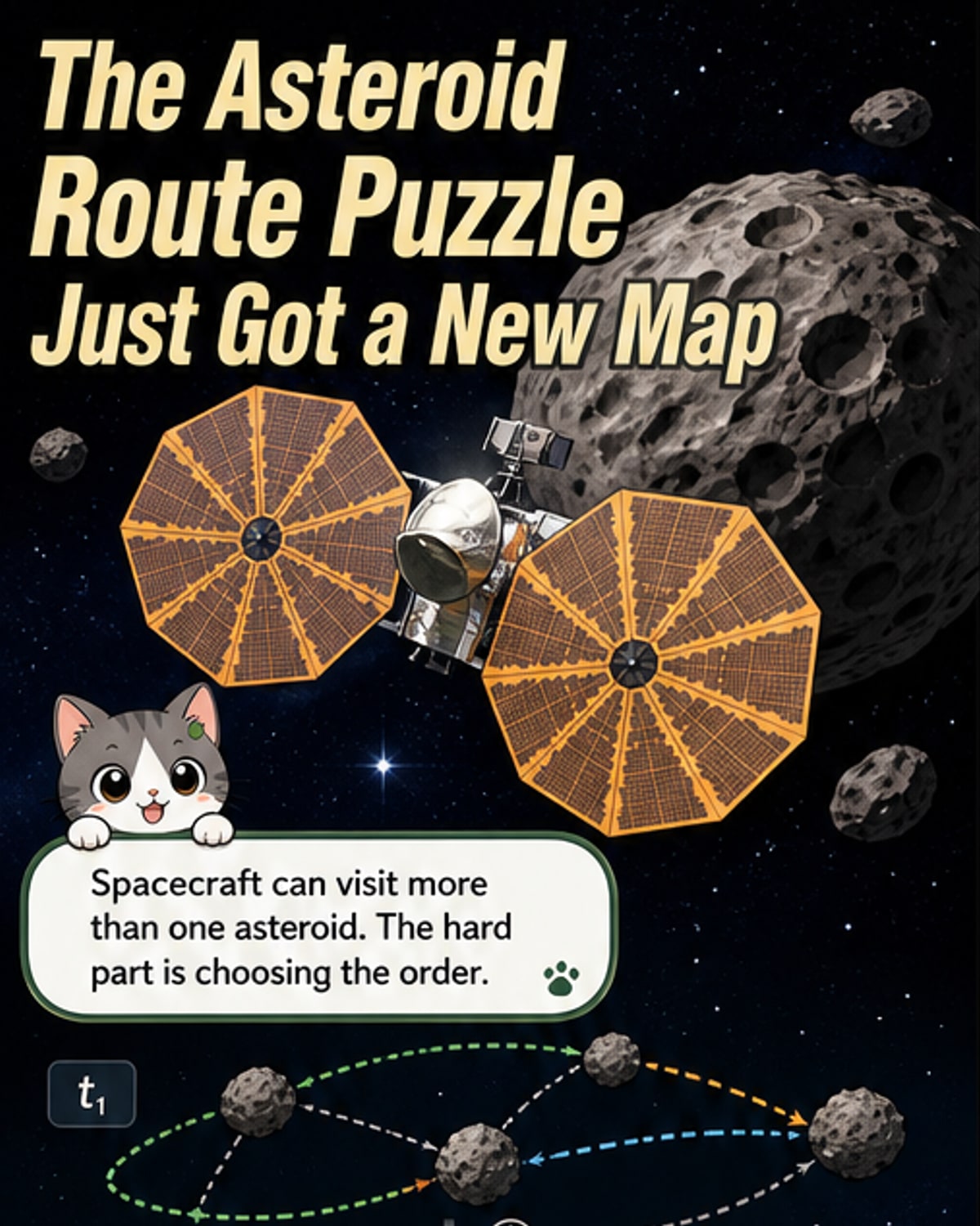 Solving the asteroid-hopping puzzle