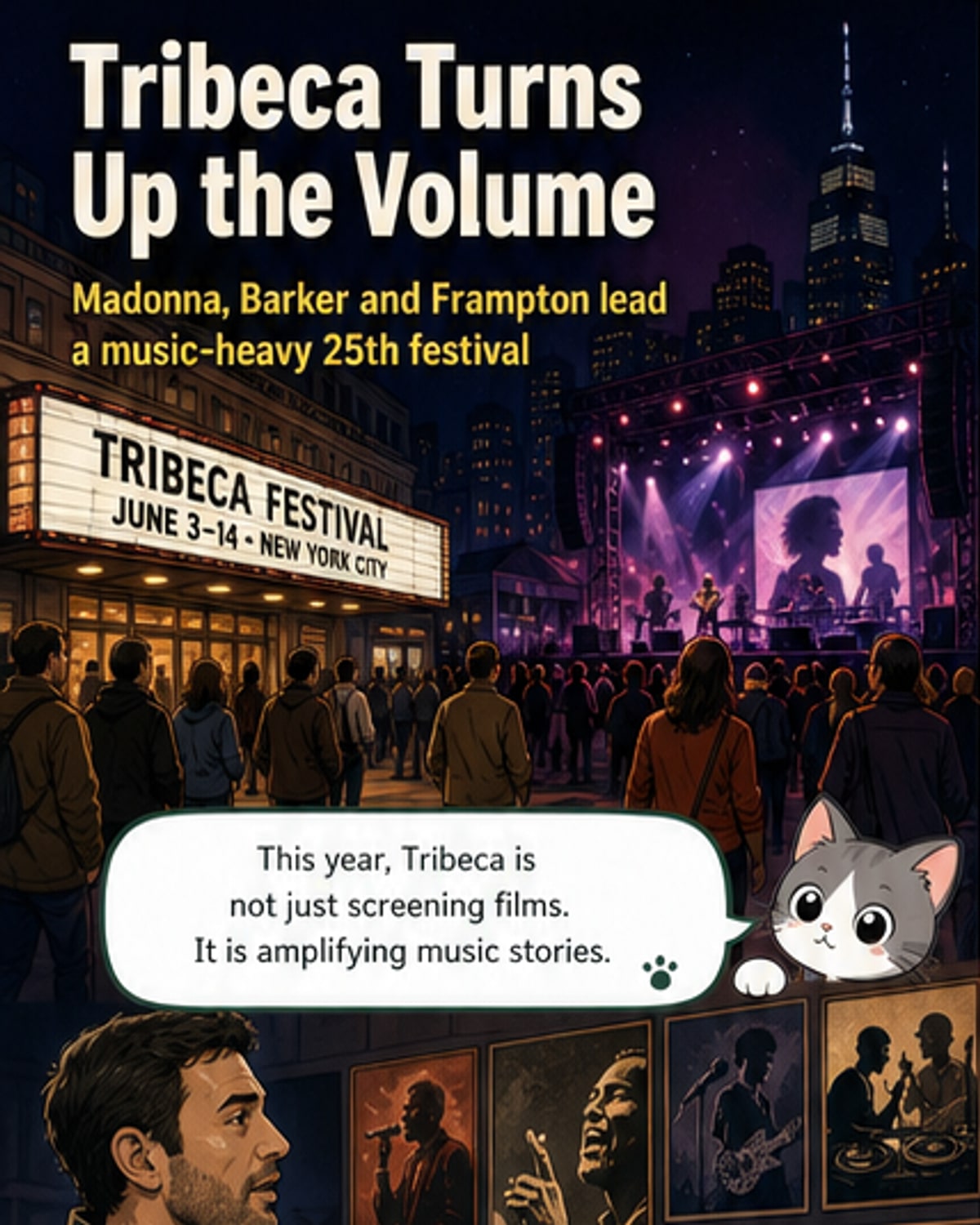 Madonna, Springsteen, Frampton light up Tribeca