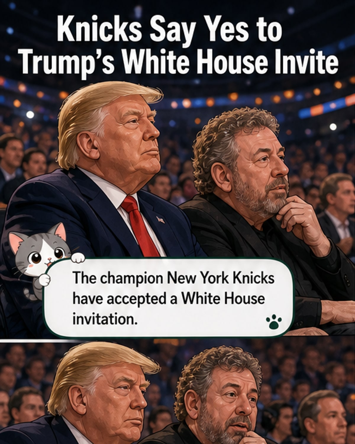 New York Knicks owner James Dolan and President Donald Trump watching a game at Madison Square Garden
