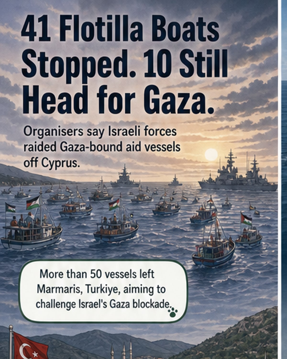 41 Gaza aid boats seized, 10 still sailing