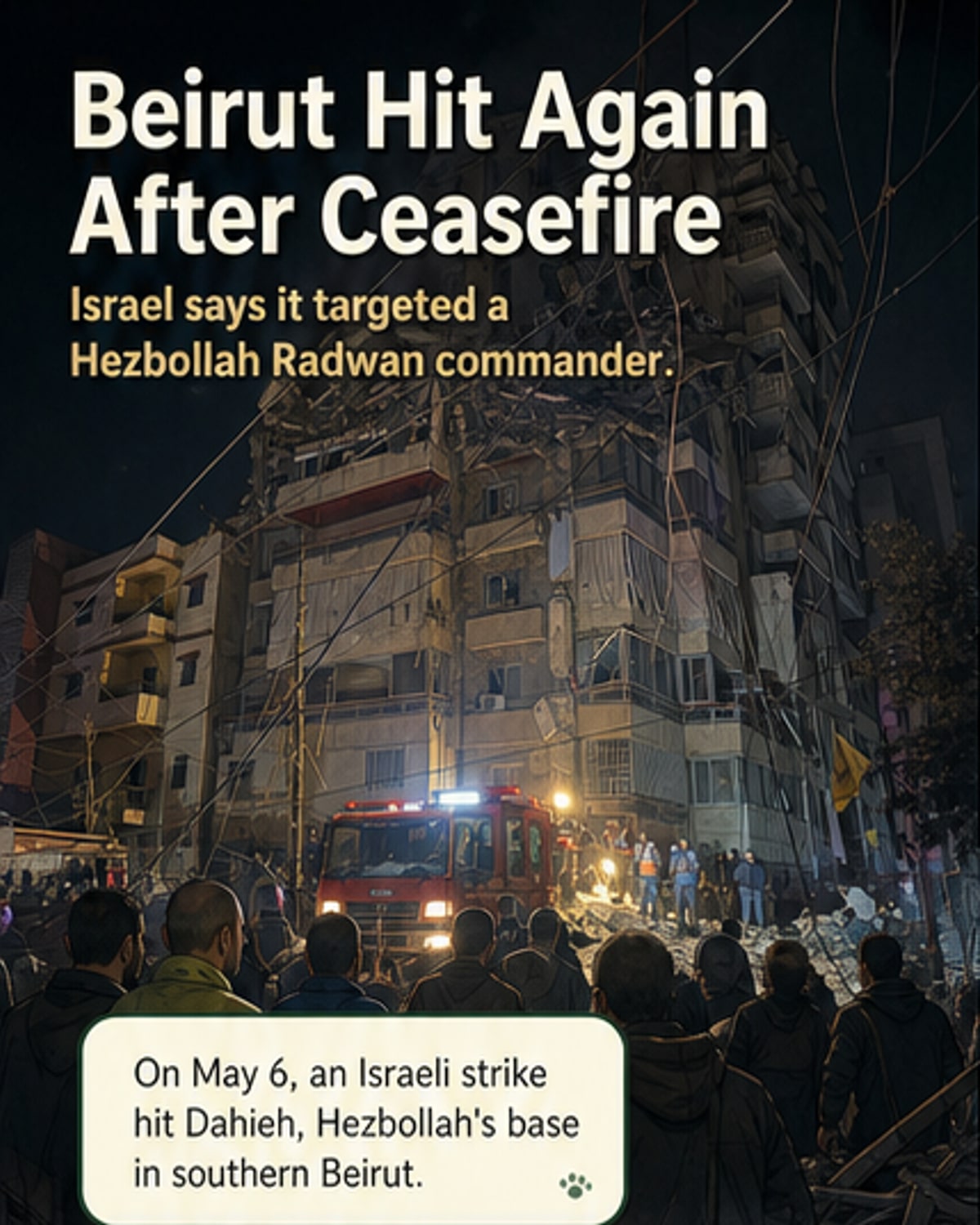 Israel strikes Beirut for first time since ceasefire