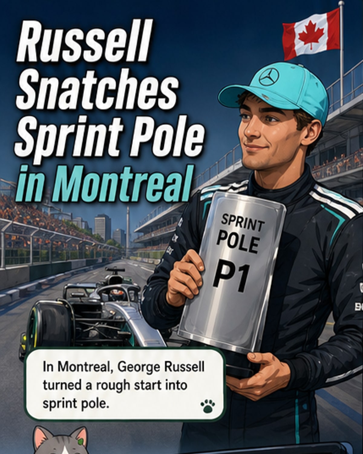 Russell Takes Sprint Pole in Canada