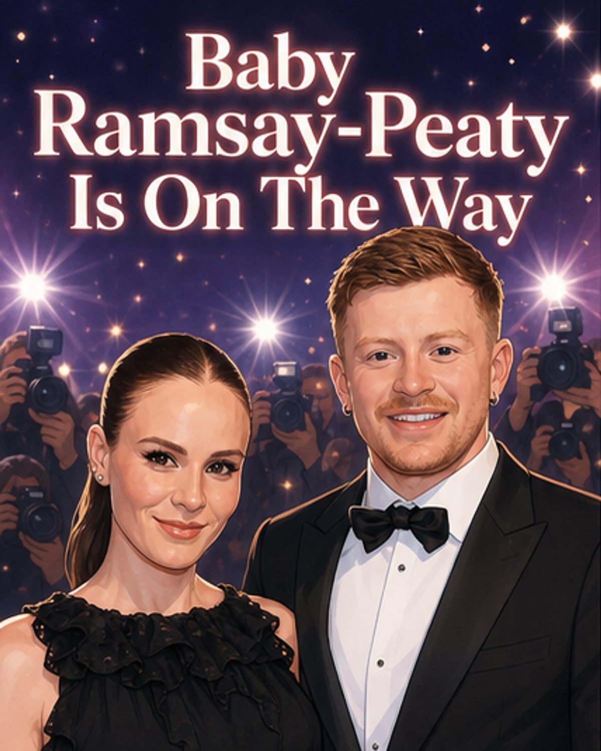 Holly Ramsay Peaty and Adam Peaty smiling in a photo that reveals her baby bump, shared on Instagram to announce their pregnancy.