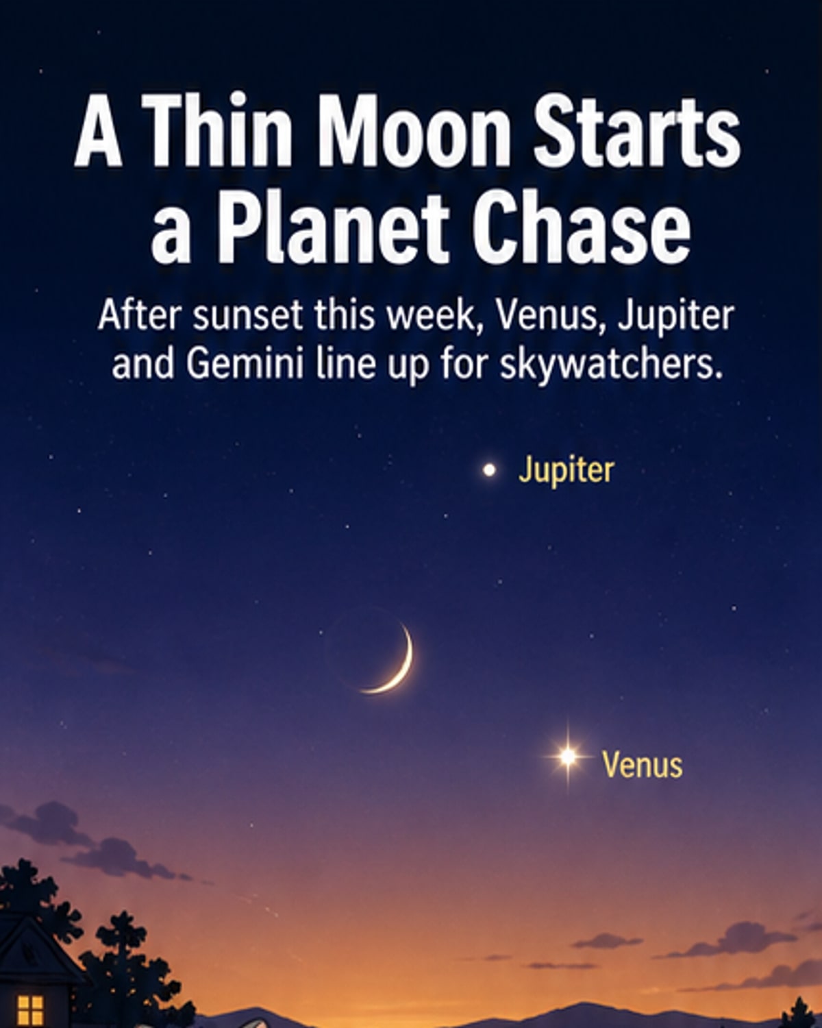Moon Glides Past Venus and Jupiter