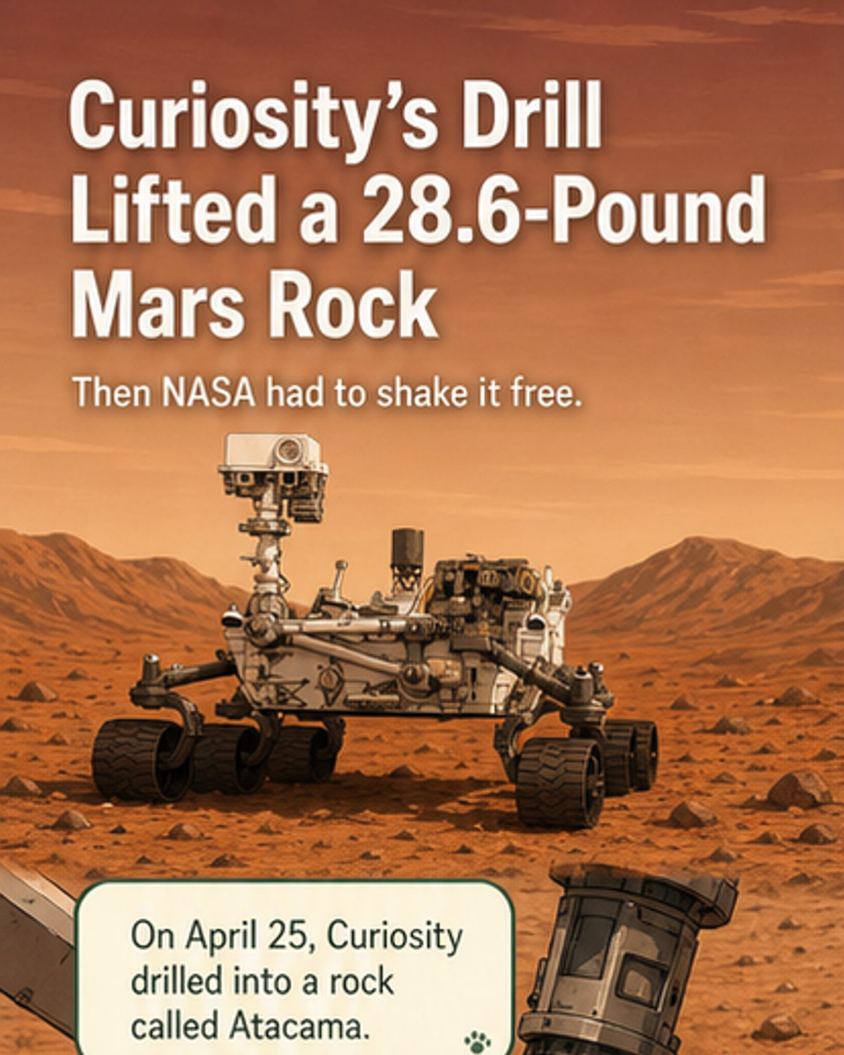 Curiosity’s drill snagged a Martian rock