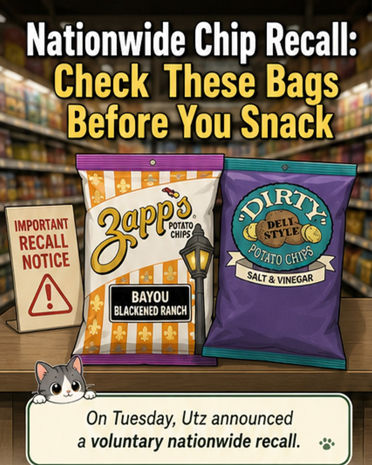 Utz recalls Zapp’s and Dirty chips over salmonella risk