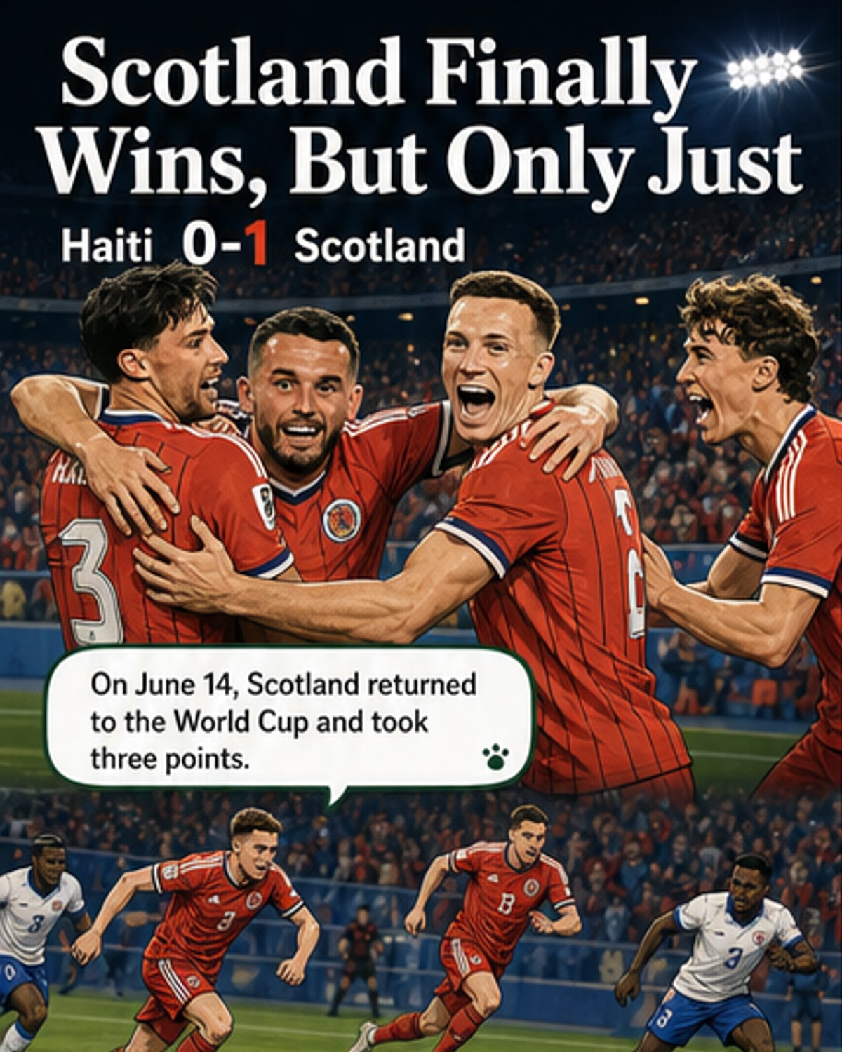 Scotland edges Haiti 1-0 in World Cup opener