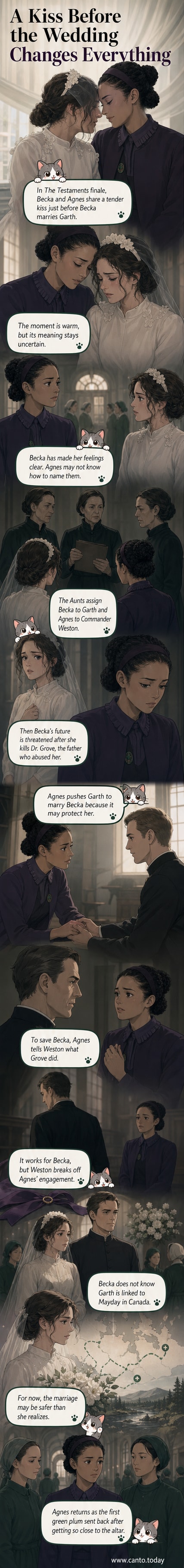 Agnes and Becka share a quiet, emotional moment in a dimly lit room, their faces close, conveying deep friendship and unspoken feelings.