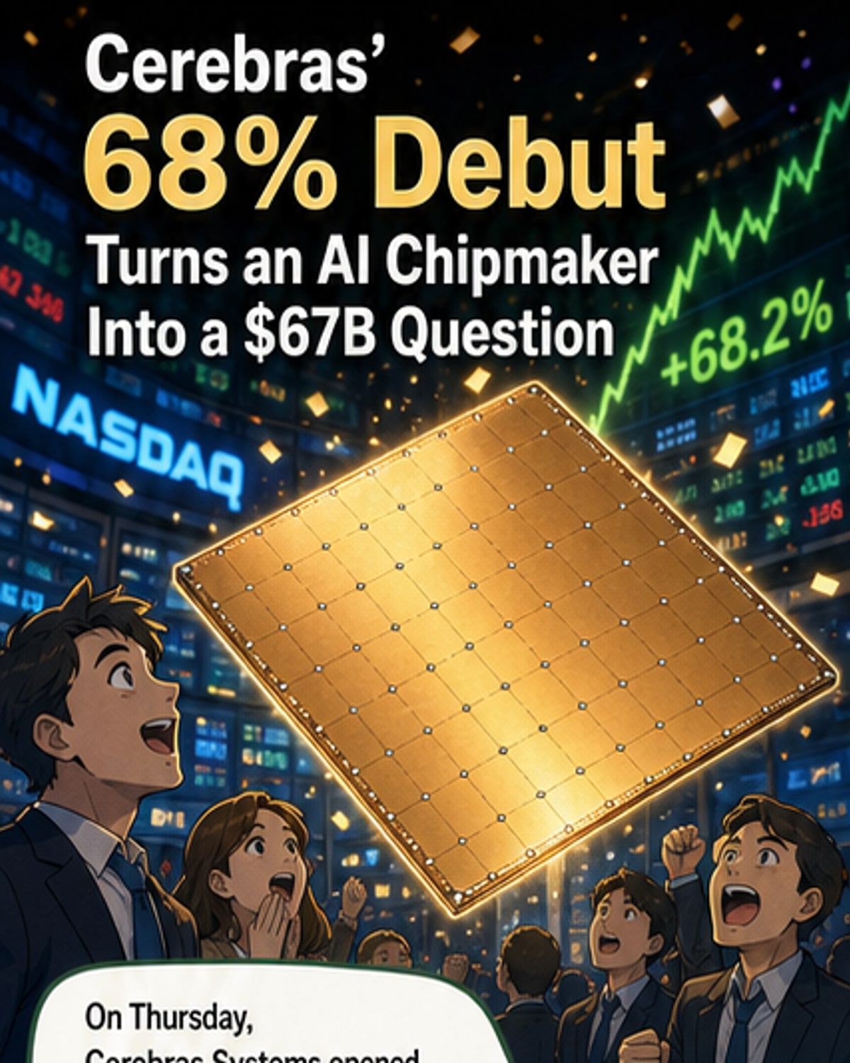 Cerebras IPO Jumps 68% on Debut