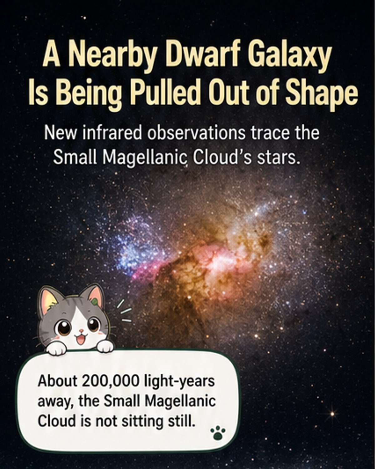 Galaxy’s gravity warps its neighbor