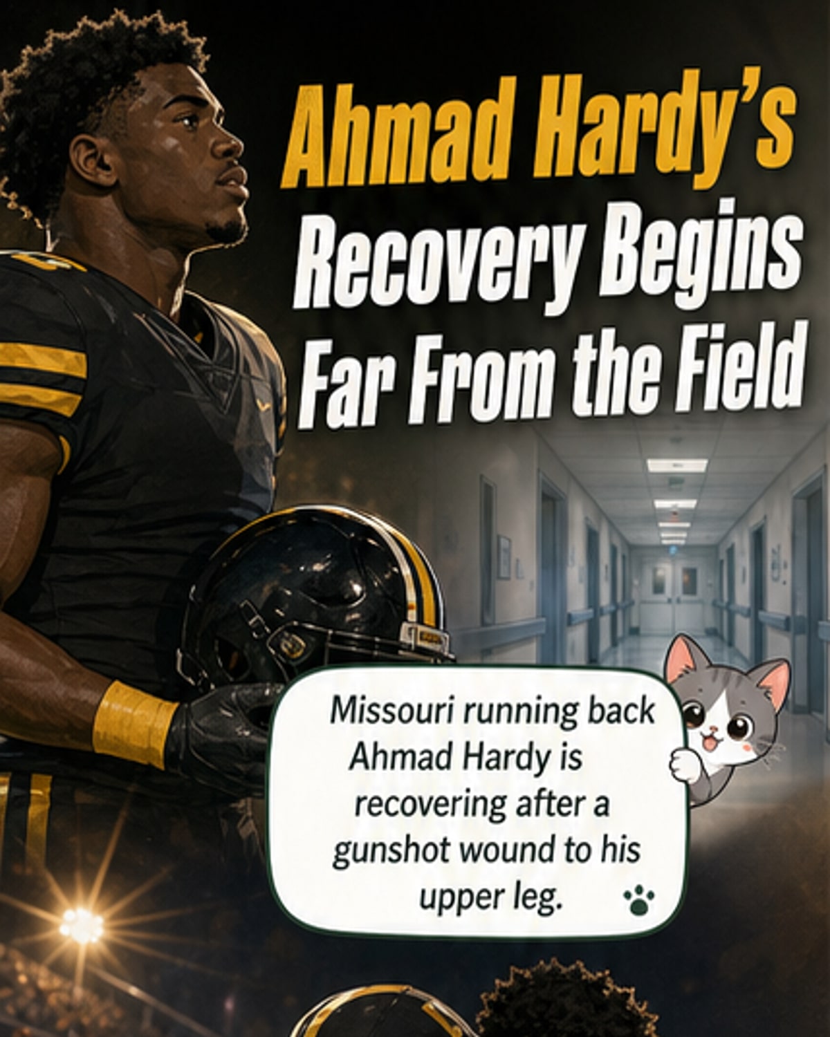 Missouri RB Ahmad Hardy walking, in rehab