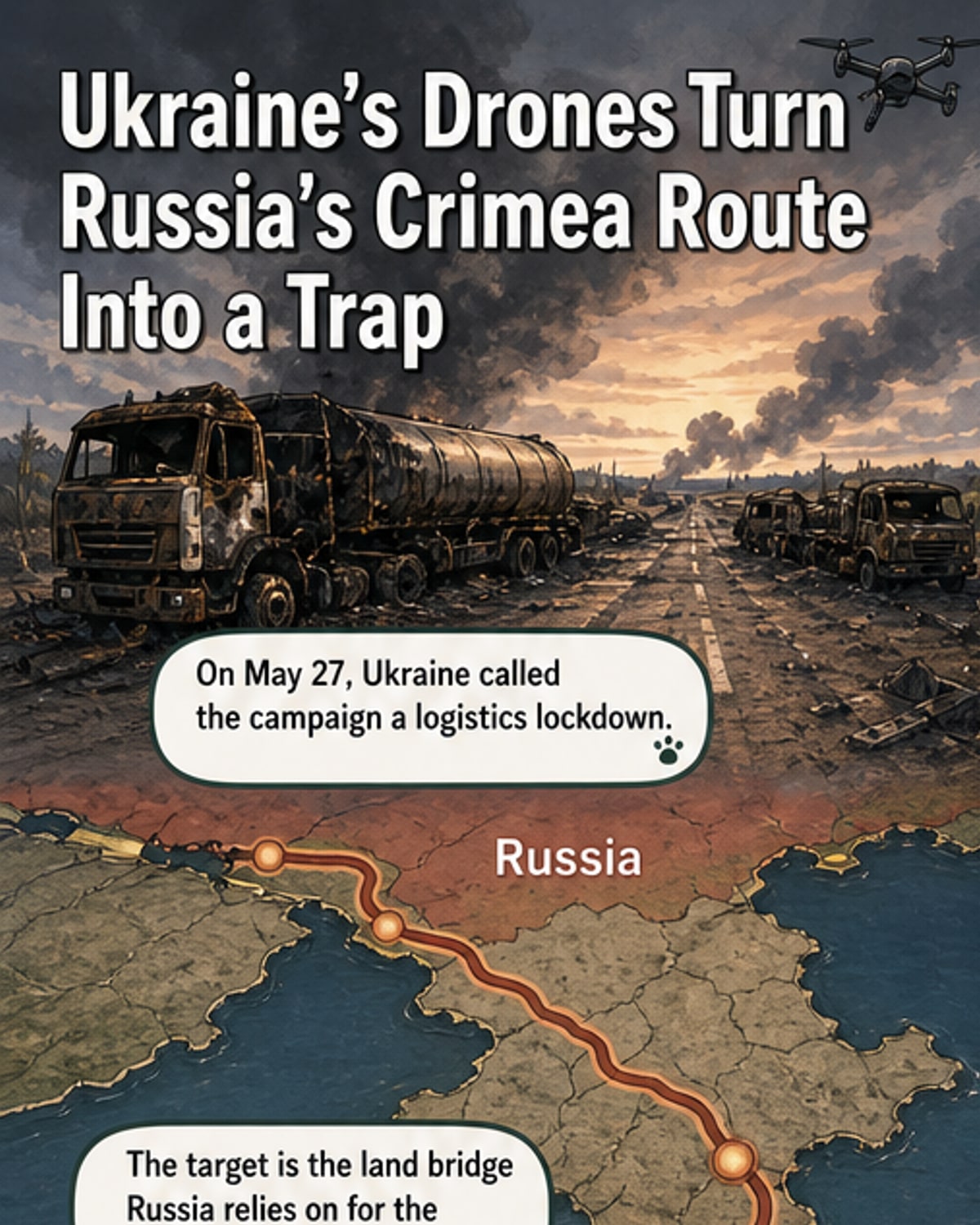 Ukraine’s drone campaign strangles Russia’s supply route
