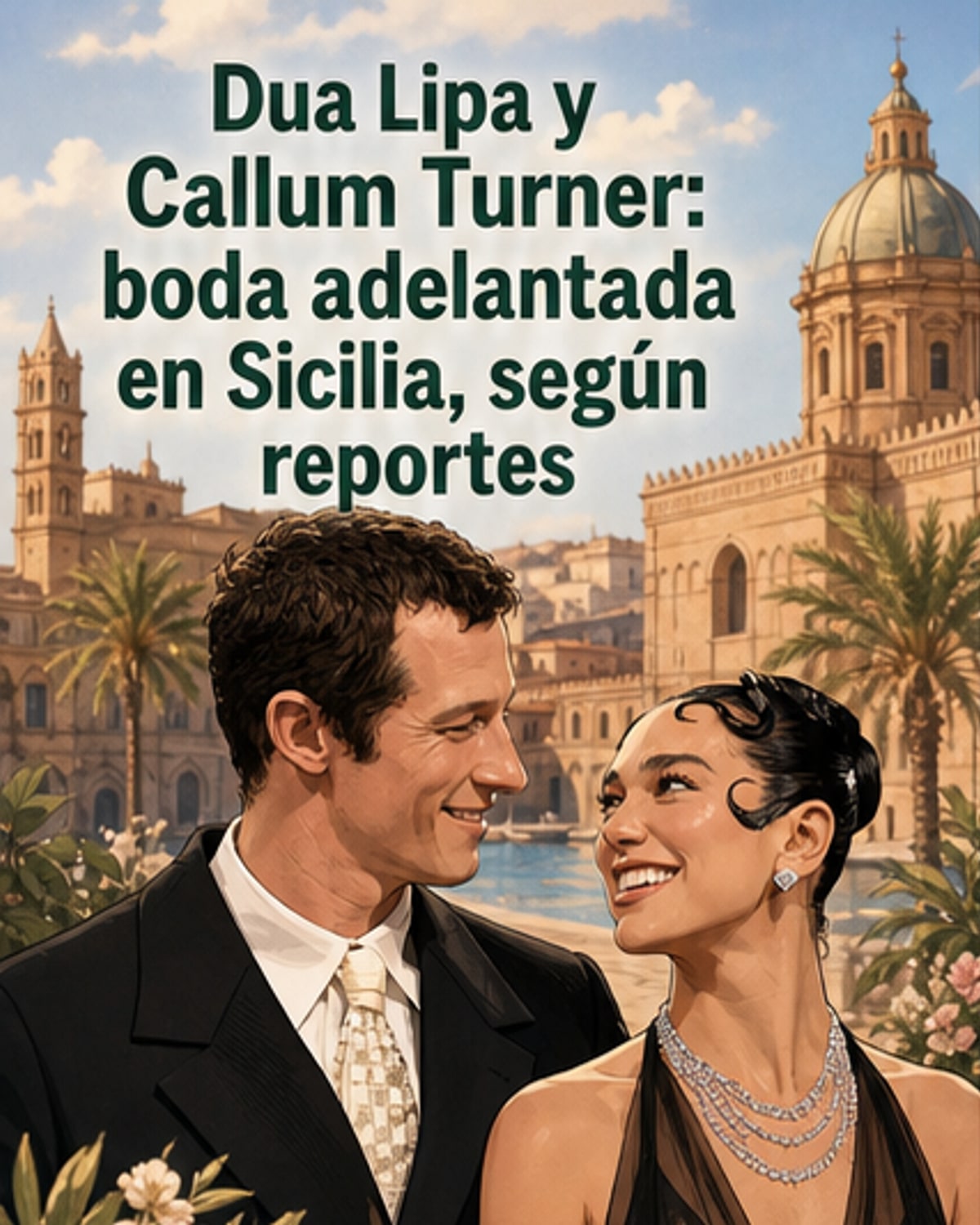 Dua Lipa y Callum Turner adelantan boda en Sicilia