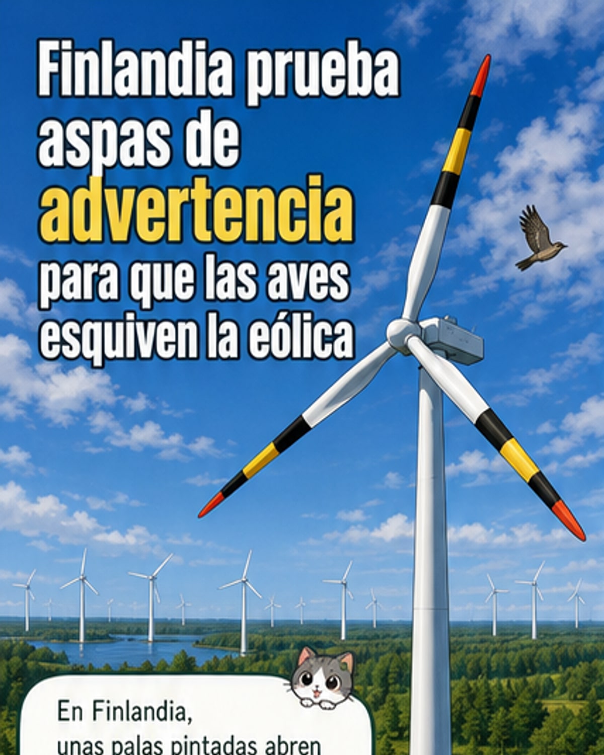 Aspas de aerogeneradores en colores para proteger aves