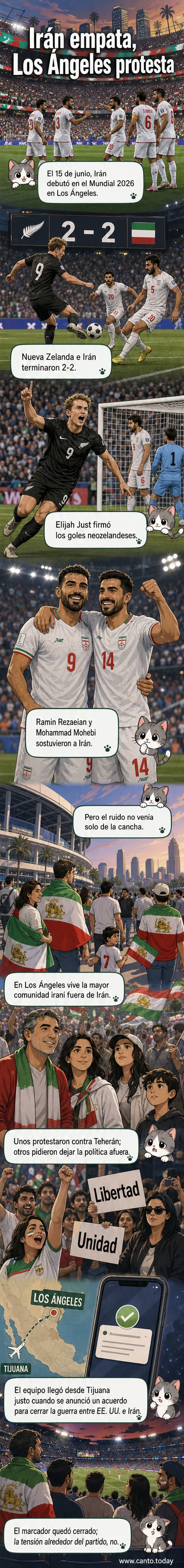 Hincha iraní sostiene una bandera antigua antes del partido entre Irán y Nueva Zelanda en el Mundial 2026, en un estadio de Los Ángeles.