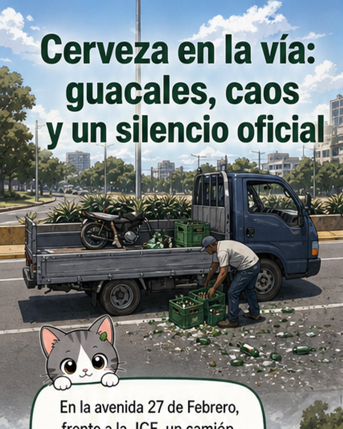 Ciudadanos se llevan cerveza tras caída de camión