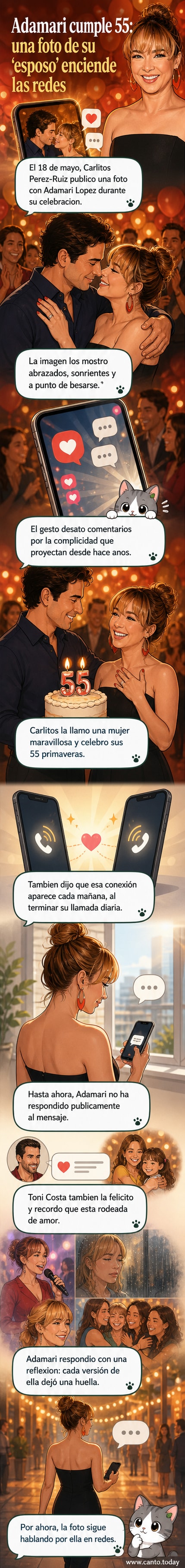 Adamari López y Carlitos Pérez-Ruiz abrazados y sonrientes durante una celebración familiar, con un ambiente cálido y festivo.
