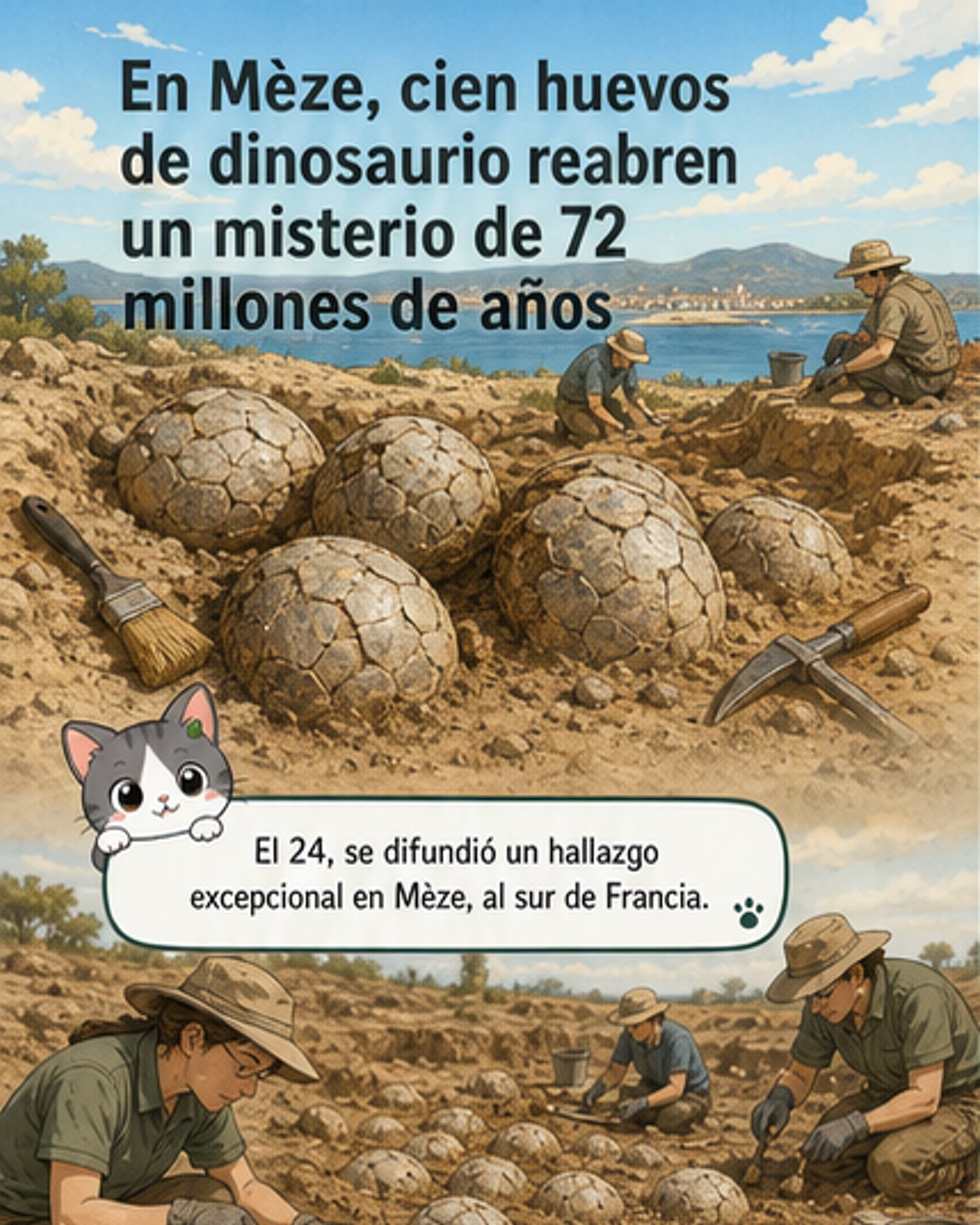 Hallan 100 huevos de dinosaurio de 72 millones de años
