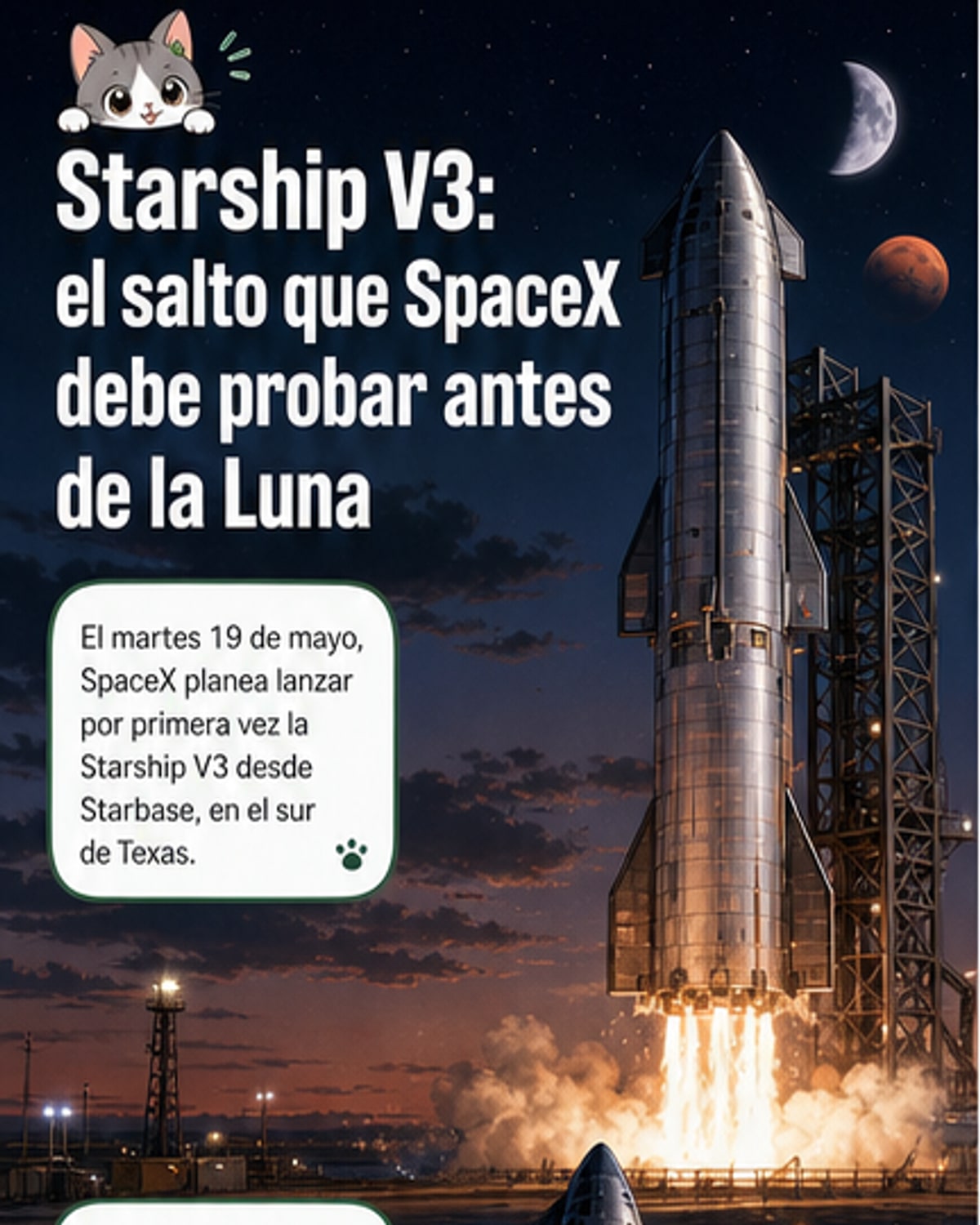 Starship V3: el salto hacia la Luna y Marte