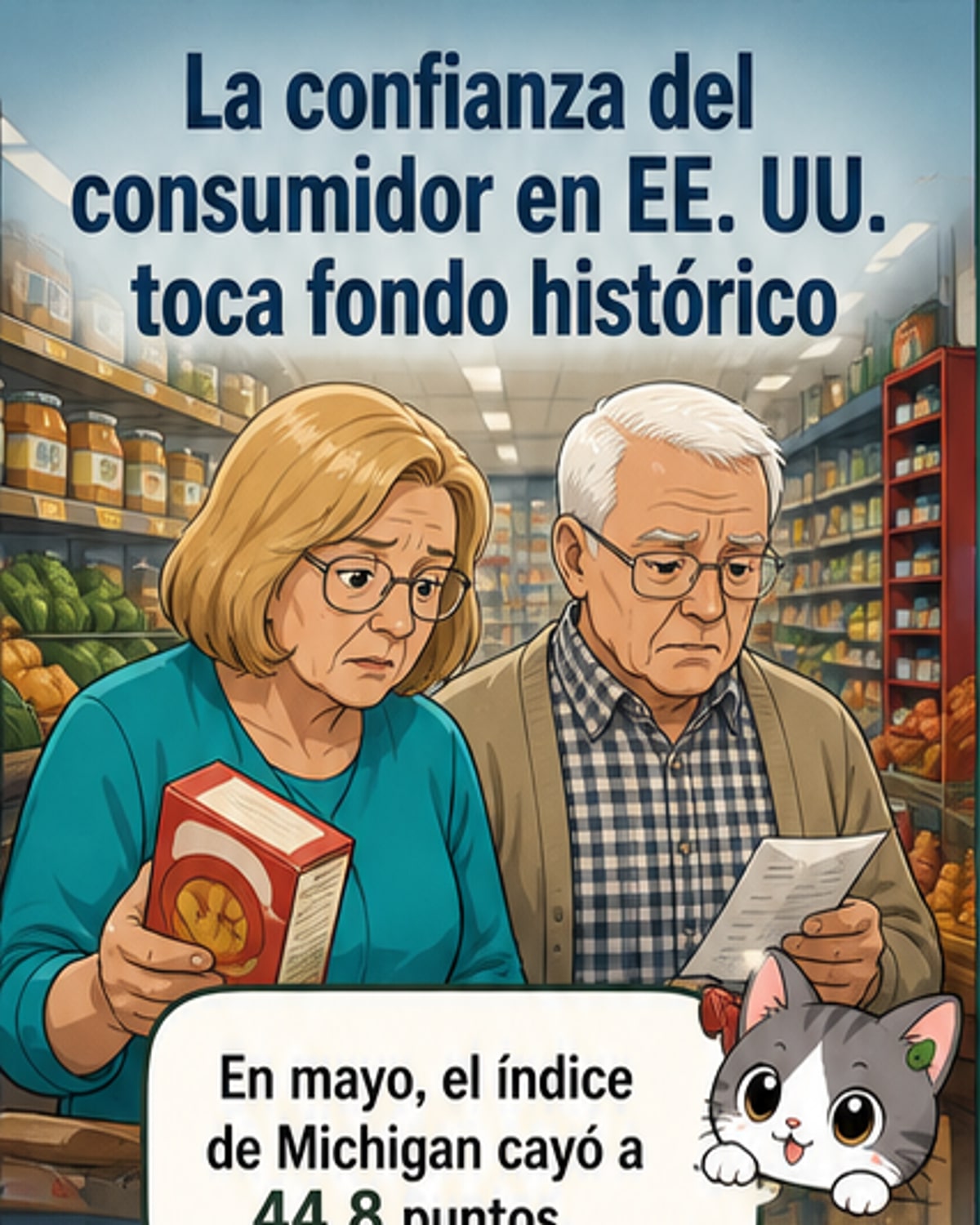 Confianza de consumidores en EU cae a mínimo histórico