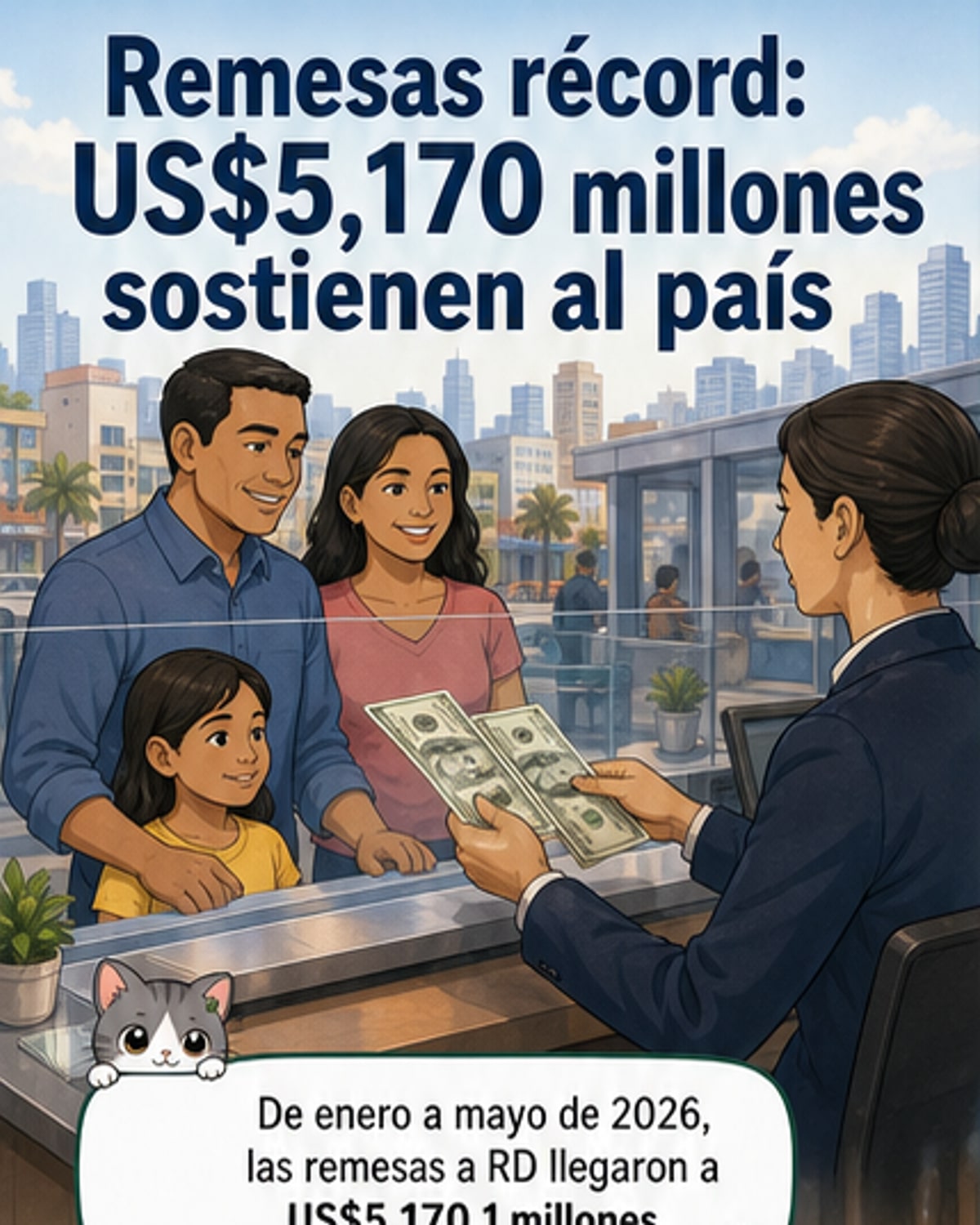 Remesas crecen 5.4 % en RD