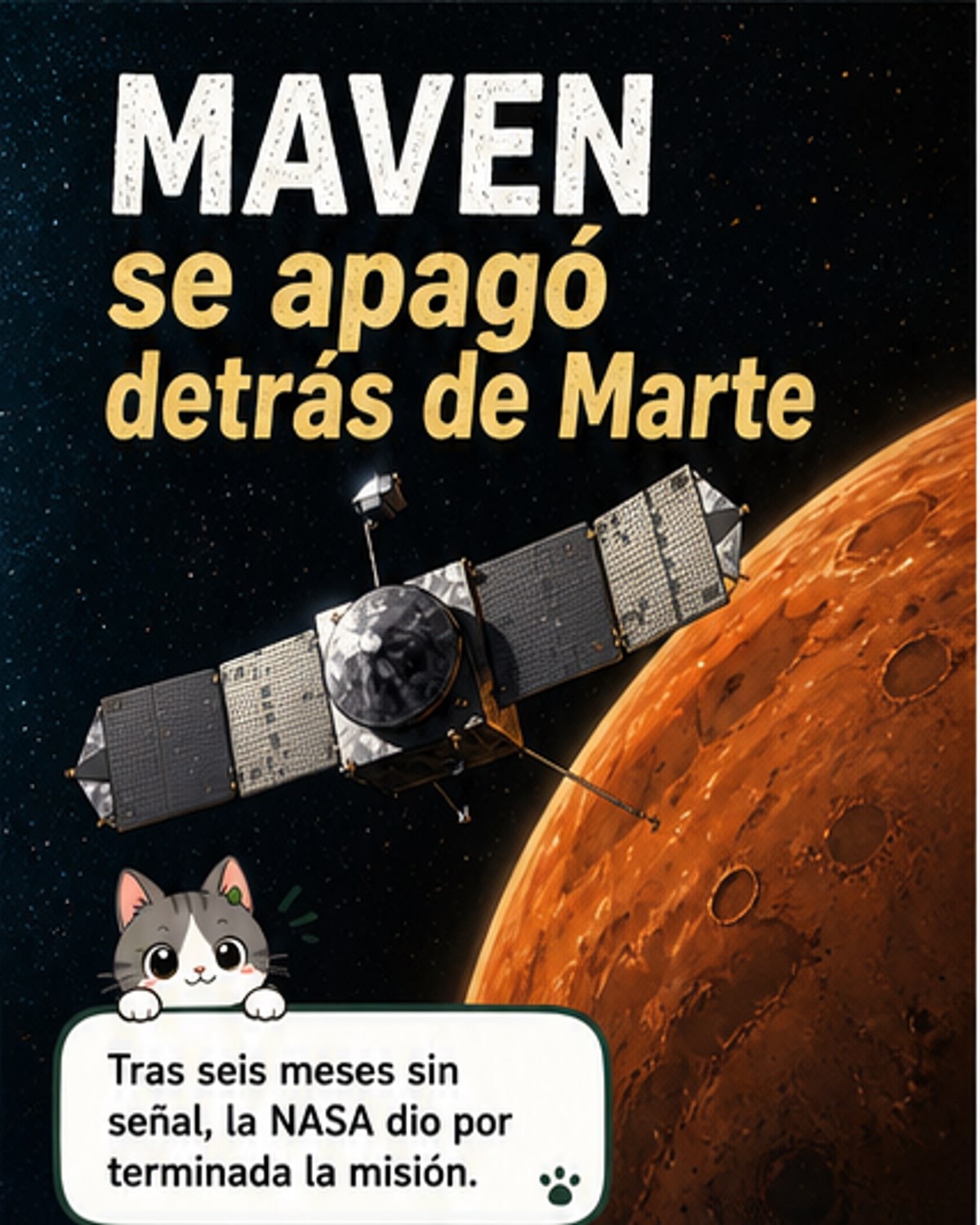 Nave Maven de la NASA muere tras 13 años en Marte