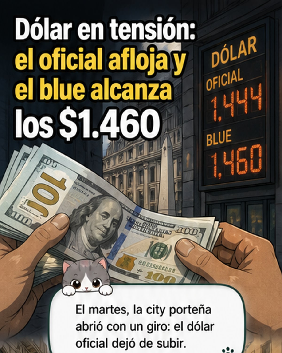 El dólar oficial baja, pero el blue sube