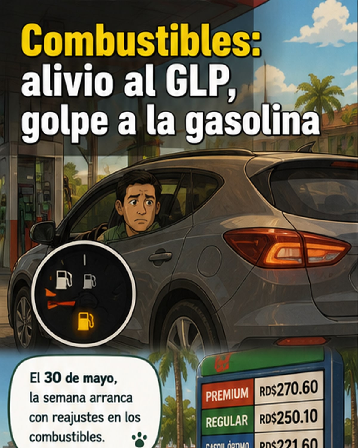 Combustibles suben antes del Día de las Madres