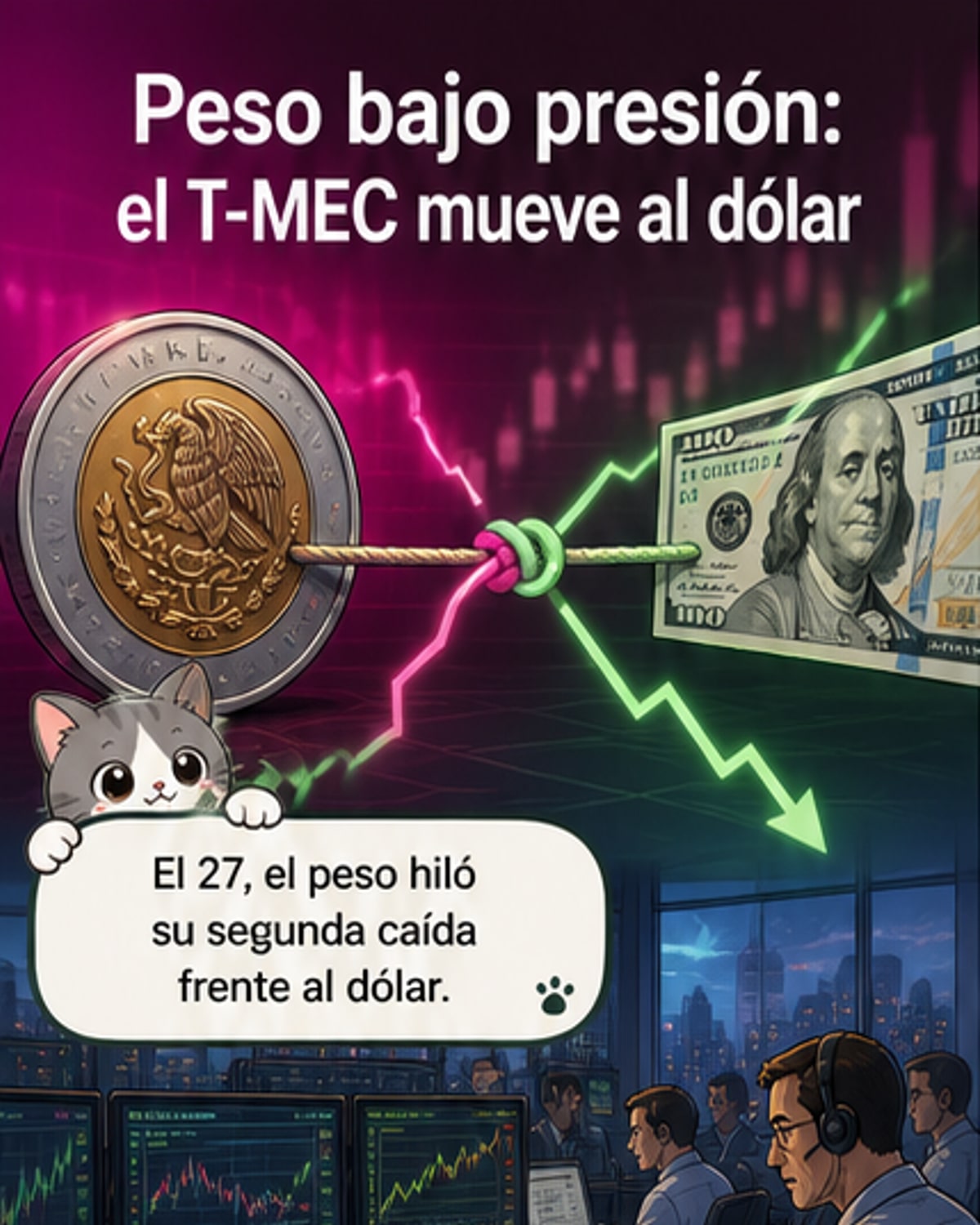 El peso cae por tensión comercial y proyecciones débiles