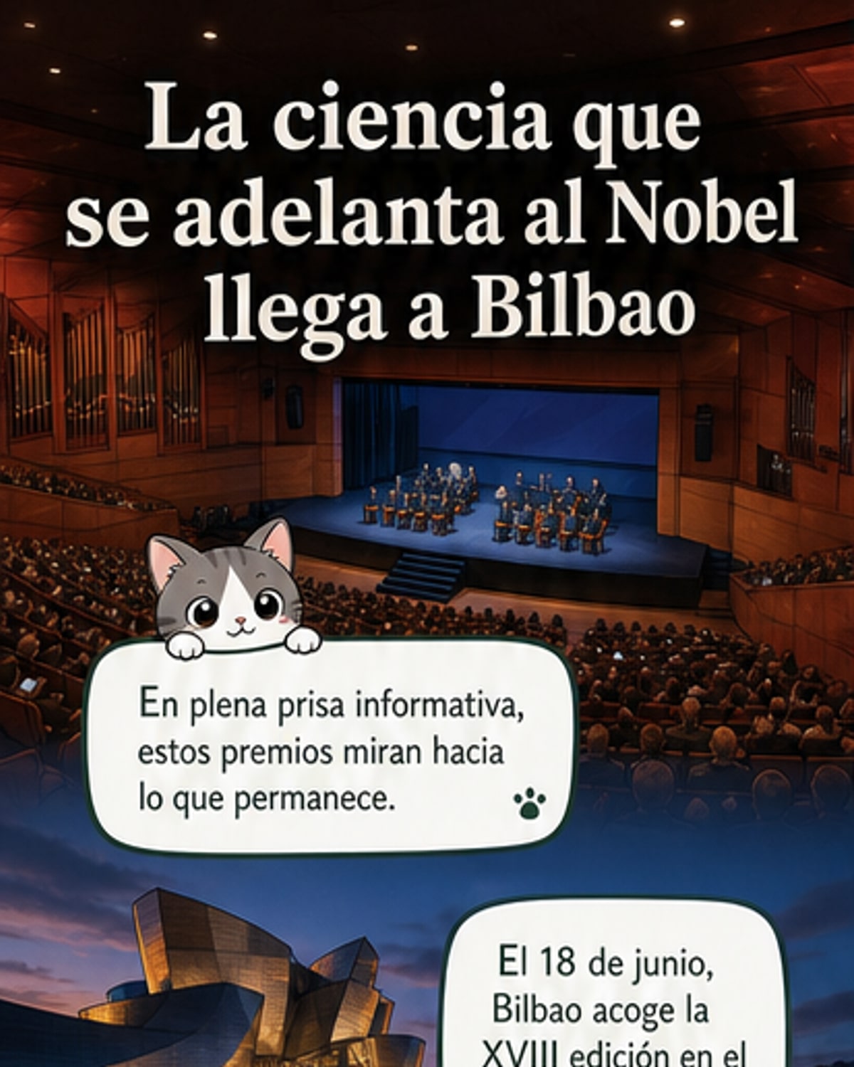 Ilustración de un mosaico científico con símbolos de física, biomedicina, criptografía y música, representando los Premios Fronteras del Conocimiento 2026.
