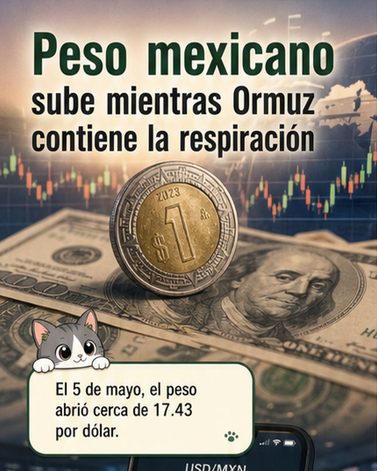 Peso mexicano sube con cese de fuego frágil