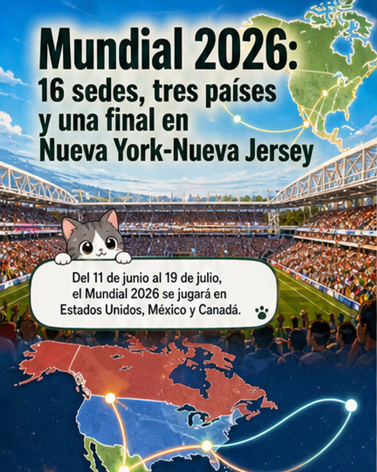 Mundial 2026: 3 países, 16 estadios