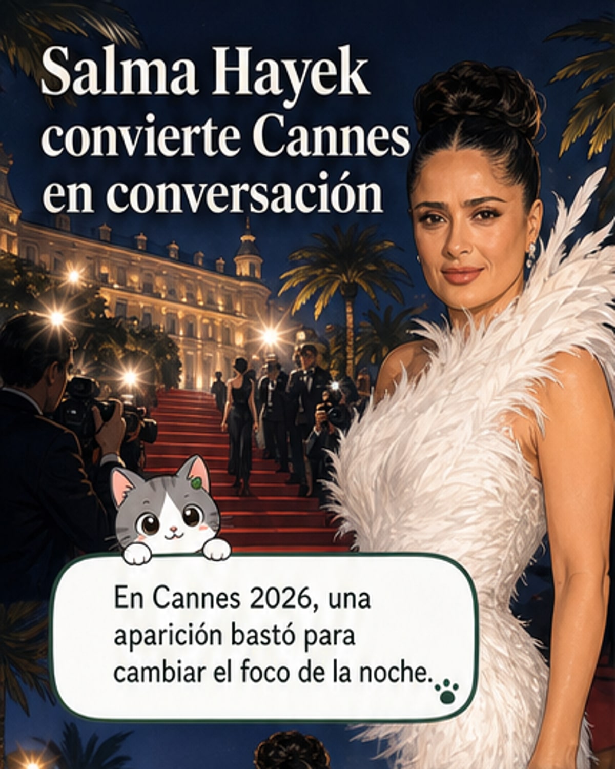 Salma Hayek domina Cannes con look de plumas