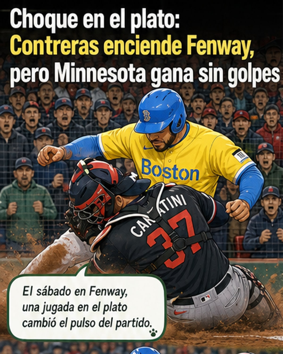 Choque en el plato entre Contreras y Caratini