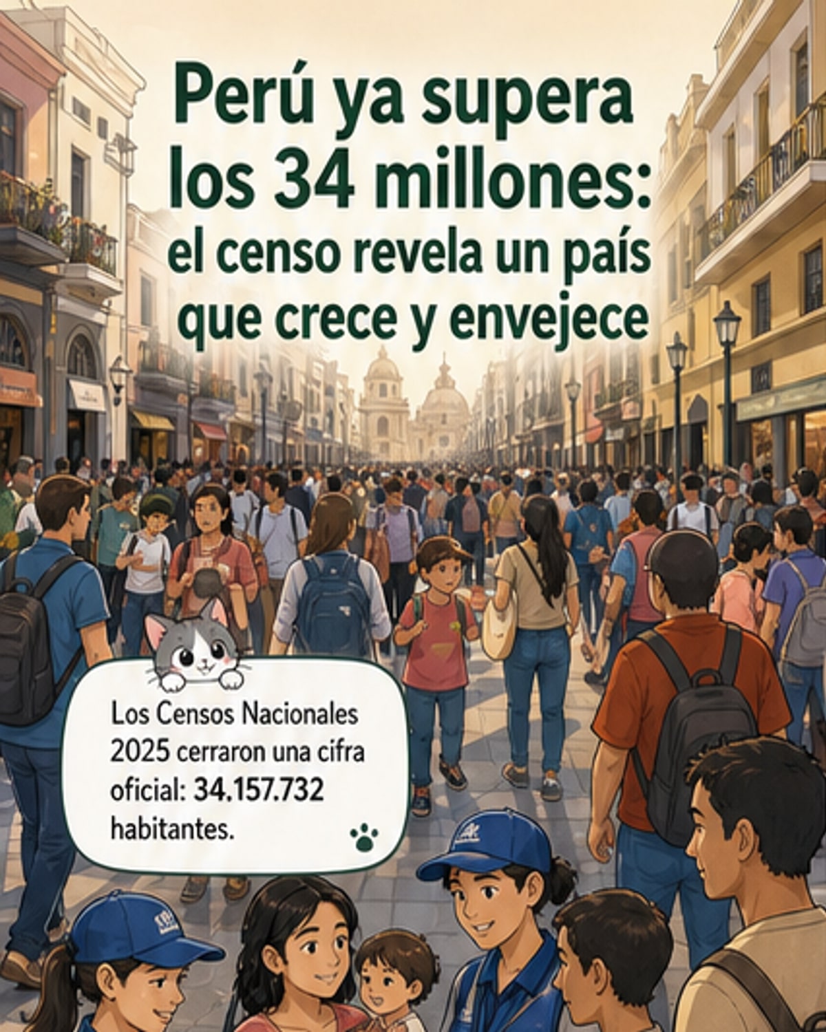 Perú suma casi 34,2 millones de personas