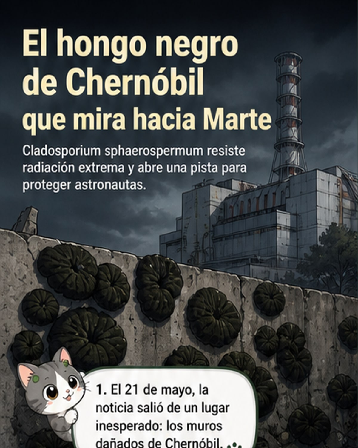 Hongos de Chernóbil que crecen con radiación
