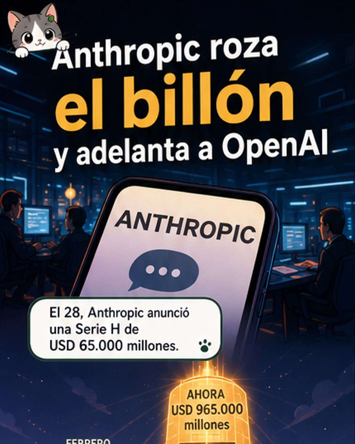 Anthropic supera a OpenAI en valoración