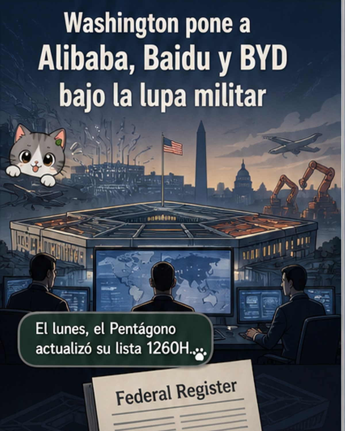 EE.UU. incluye a Alibaba, Baidu y BYD en lista militar china