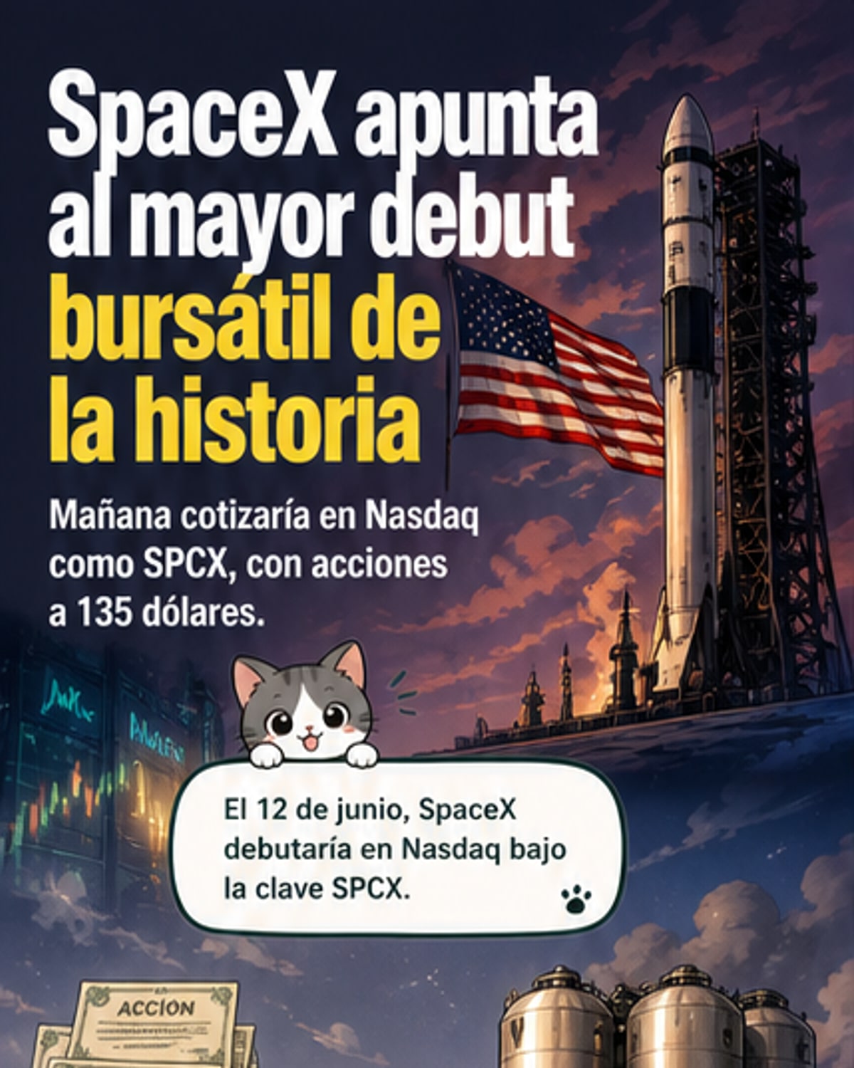 SpaceX debutará en bolsa con récord