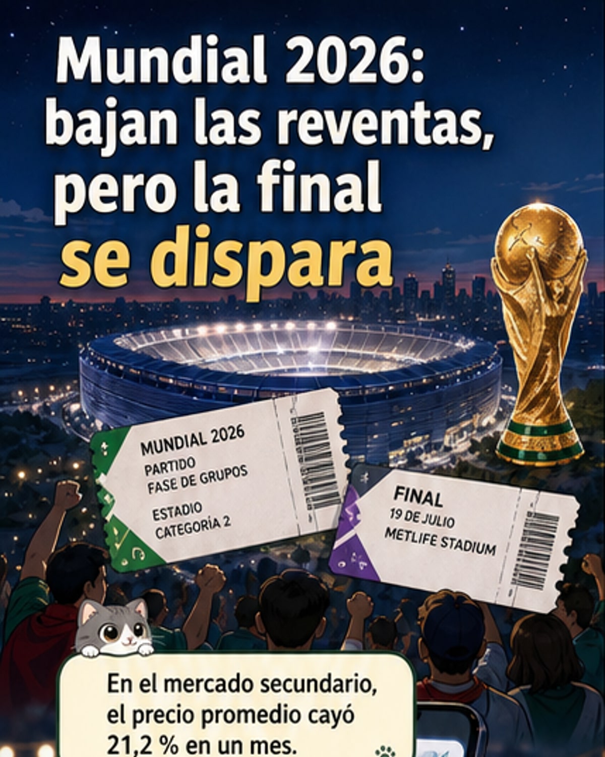Precios de entradas del Mundial 2026 bajan en reventa