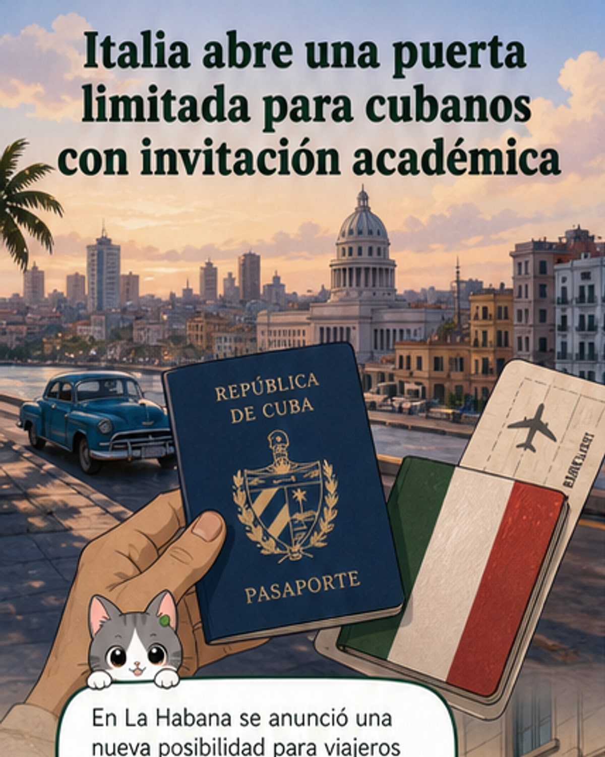 Italia abre visas con apoyo para cubanos