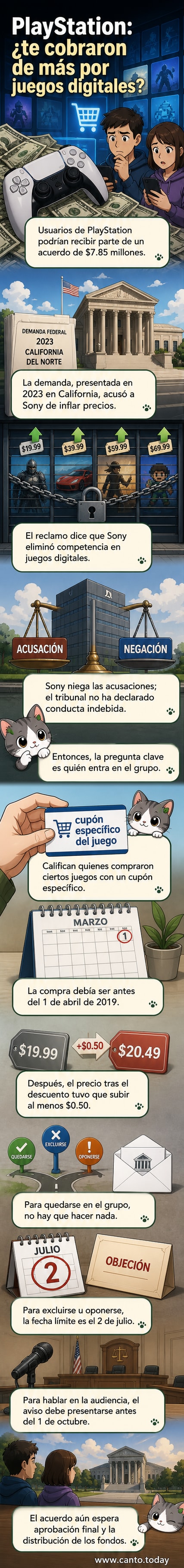 Ilustración de una consola PlayStation con un sobre de demanda y monedas digitales flotando, simbolizando una disputa financiera en el mercado de juegos.