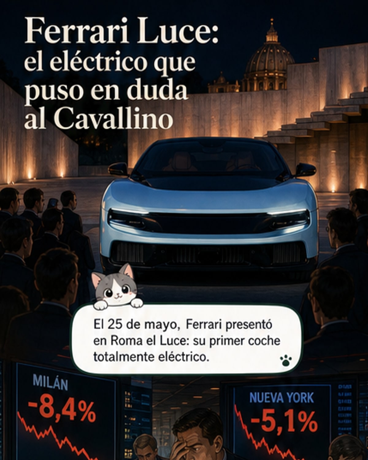 Ferrari lanza su primer 100% eléctrico y el mercado reacciona con fuerza
