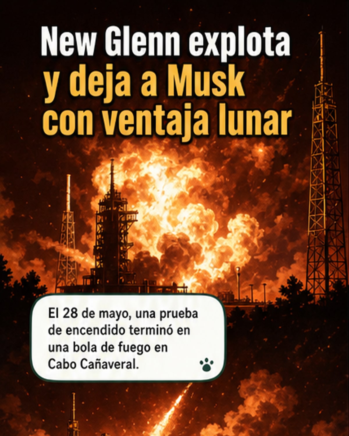 Explosión de Blue Origin da ventaja a Musk