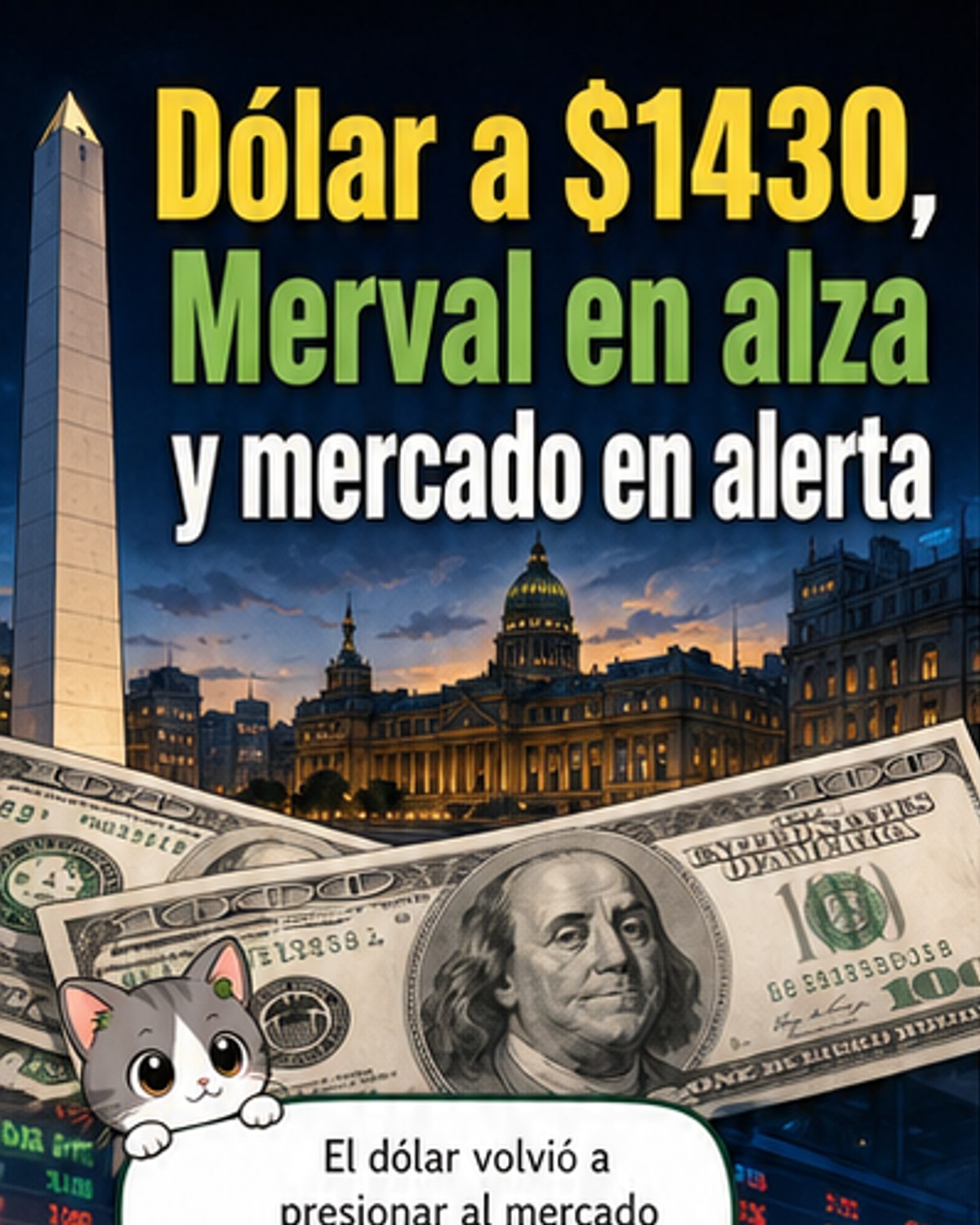Dólar a $1430 y Merval sube 2,75%