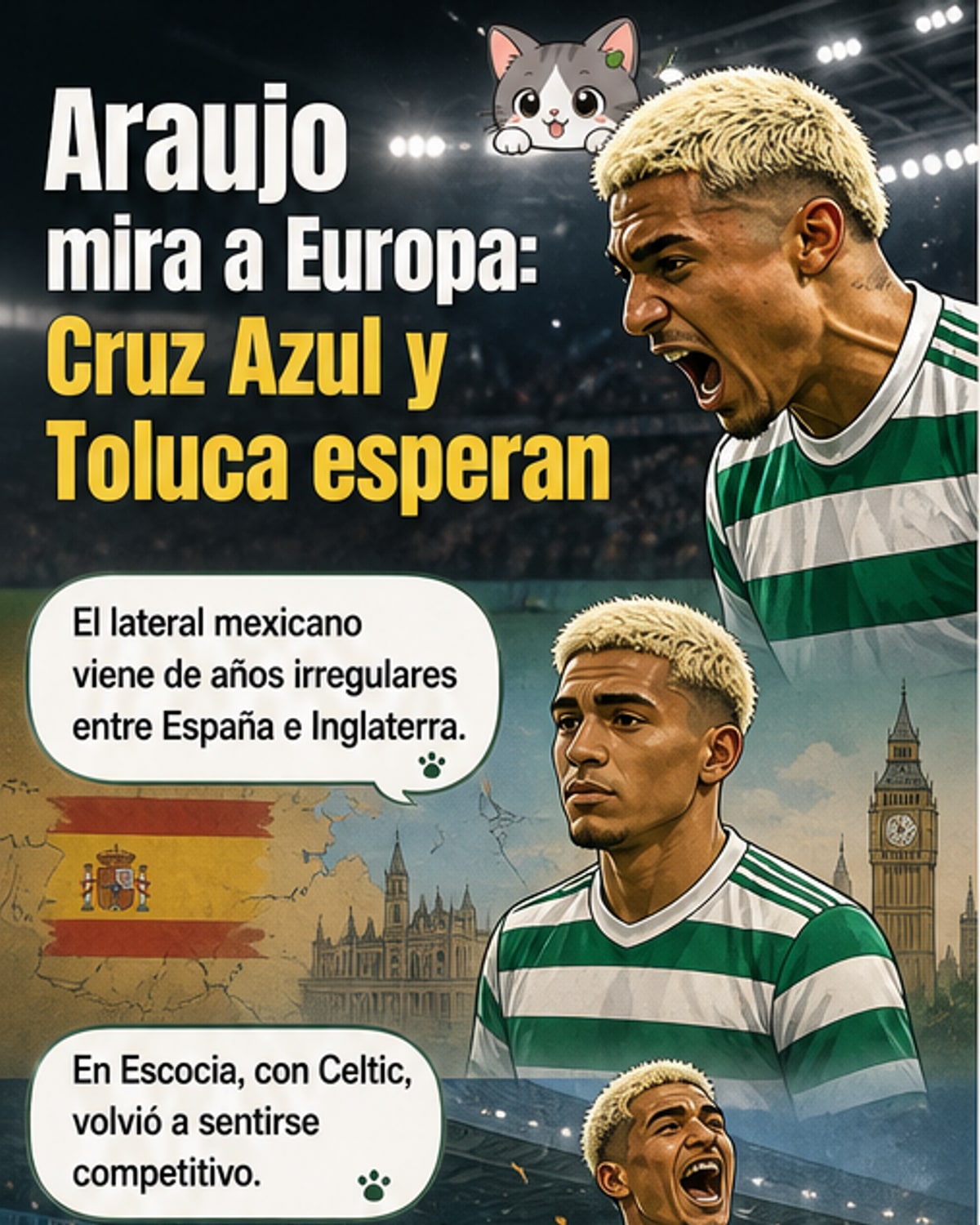 Julián Araujo en acción con la camiseta del Celtic durante un partido de la Scottish Cup.