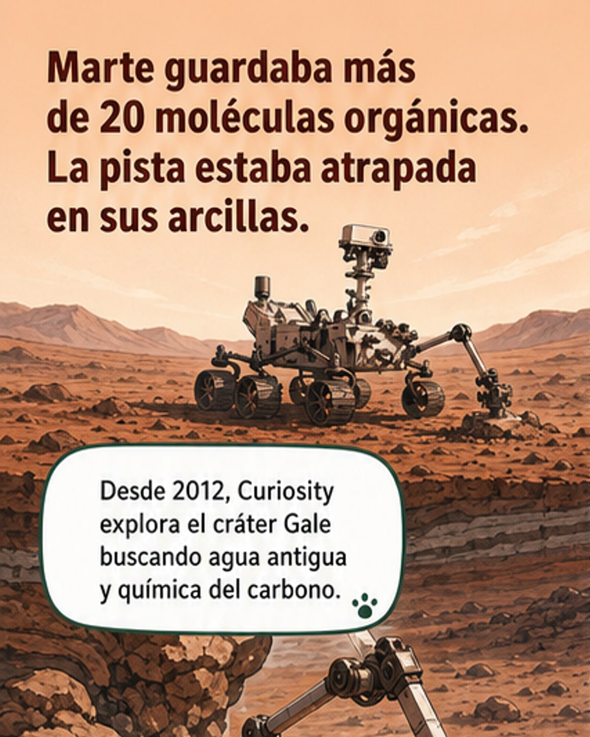 Más de 20 moléculas orgánicas en Marte